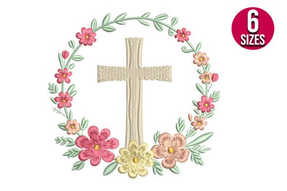 Embroidery Design Review: Cross with Floral Wreath