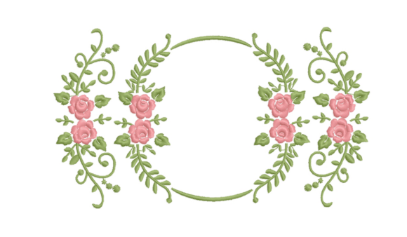 Floral Frame Embroidery Design Rose